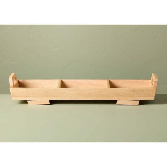 Hearth & Hand Magnolia Foldable Wood Serving Tray 19” Brown Portable Table Stand - Picture 4 of 9